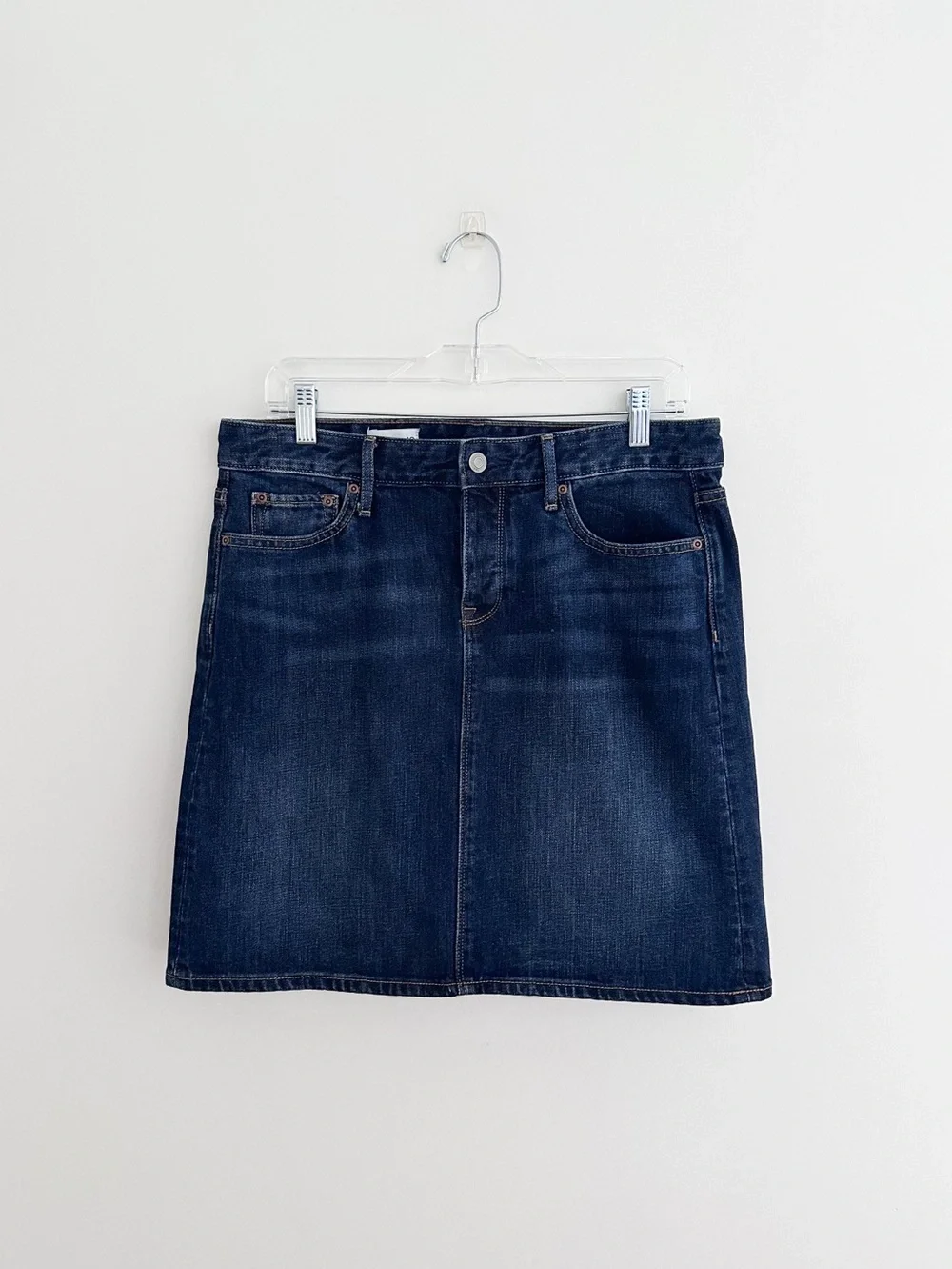 Gap 1969 Jean Mini Skirt Dark Wash Denim 5 Pocket Style Size 10 Y2K Minimalist